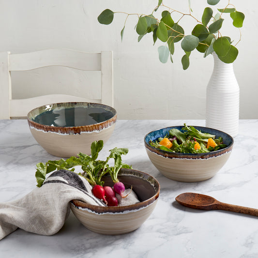 3-Piece Stoneware Serving Bowl Set, Tuscan