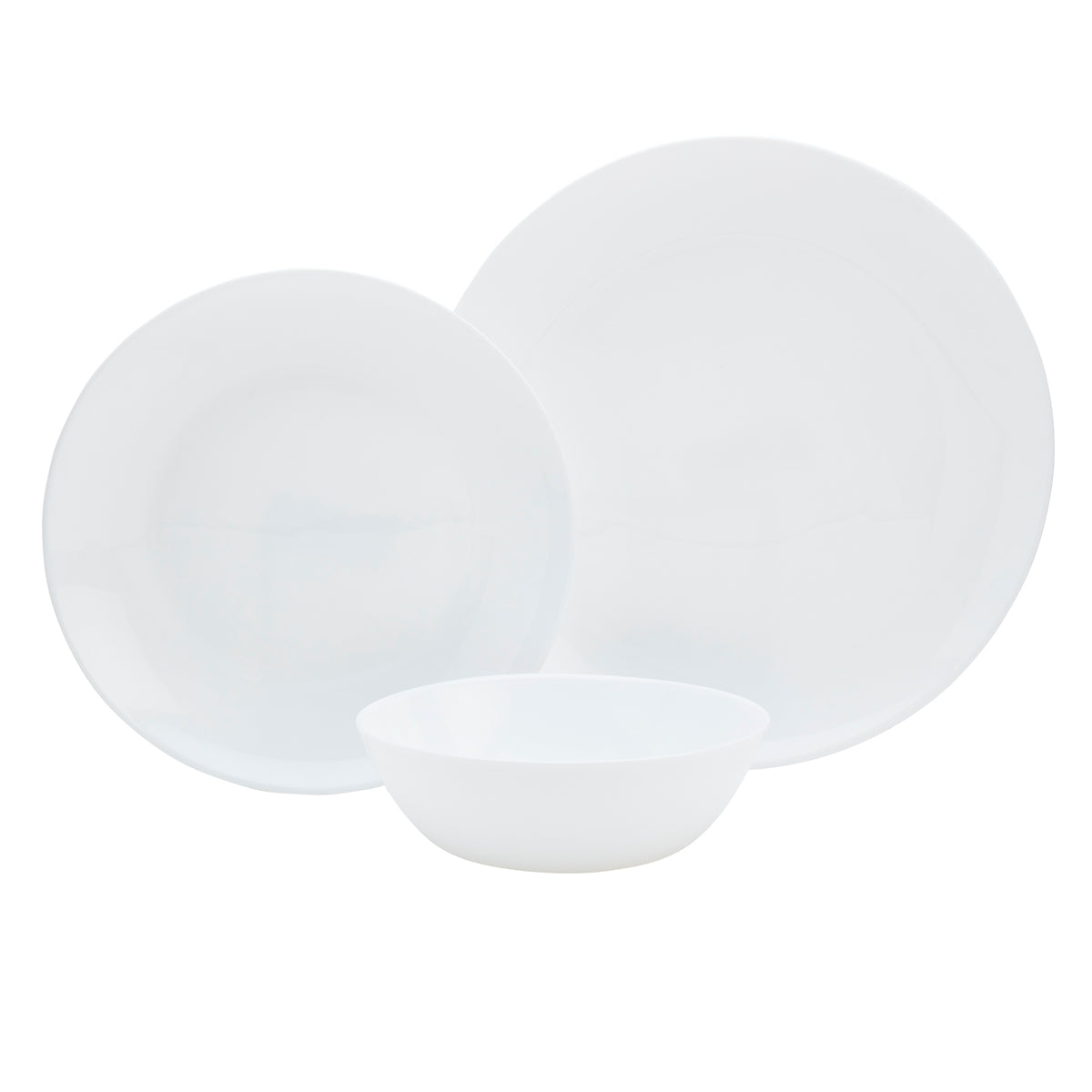 12-Piece White Opal Glass Dinnerware Set, Coupe